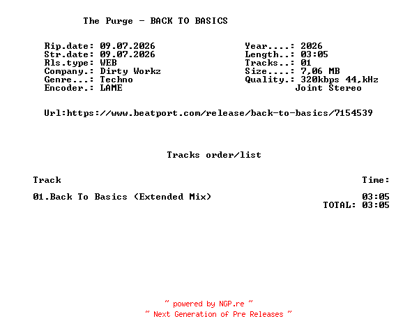 NFO for the release The_Purge_-_BACK_TO_BASICS-(DWX2174)-SINGLE-WEB-2026-FMC by FMC
