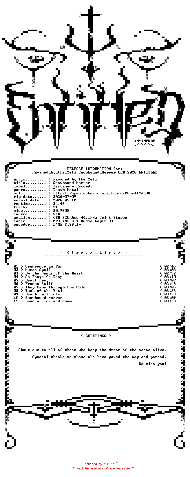 NFO for the release Ravaged_by_the_Yeti-Snowbound_Horror-WEB-2026-ENTiTLED by ENTiTLED