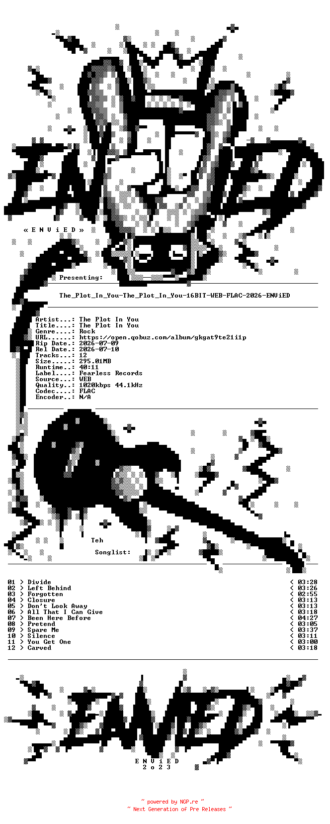 NFO for the release The_Plot_In_You-The_Plot_In_You-16BIT-WEB-FLAC-2026-ENViED by ENViED