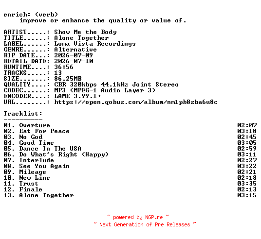 NFO for the release Show_Me_the_Body-Alone_Together-WEB-2026-ENRiCH by ENRiCH