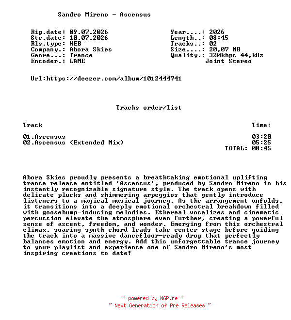 NFO for the release Sandro_Mireno_-_Ascensus-(ABSK147)-WEB-2026-FMC by FMC