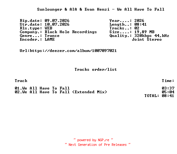 NFO for the release Sunlounger_And_AIA_And_Evan_Henzi_-_We_All_Have_To_Fall-(BH1773-0)-WEB-2026-FMC by FMC