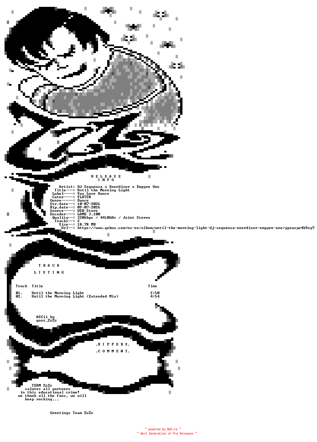 NFO for the release DJ_Sequenza_x_Enerdizer_x_Empyre_One_-_Until_The_Morning_Light-(YLD728)-WEB-2026-ZzZz by ZzZz