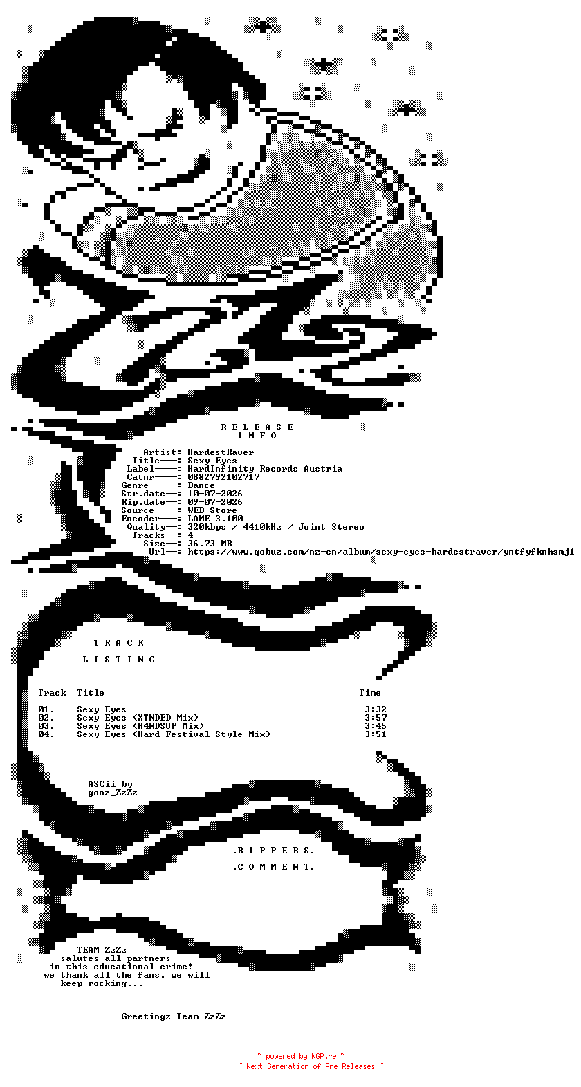 NFO for the release HardestRaver_-_Sexy_Eyes-(0882792102717)-WEB-2026-ZzZz by ZzZz
