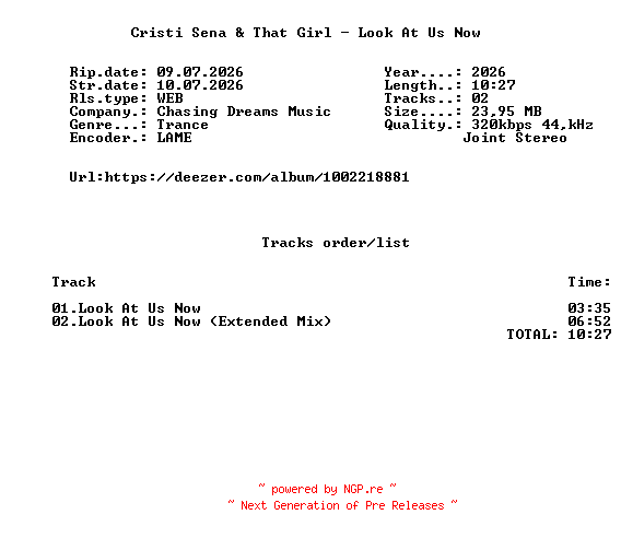 NFO for the release Cristi_Sena_And_That_Girl_-_Look_At_Us_Now-(CD068)-WEB-2026-FMC by FMC