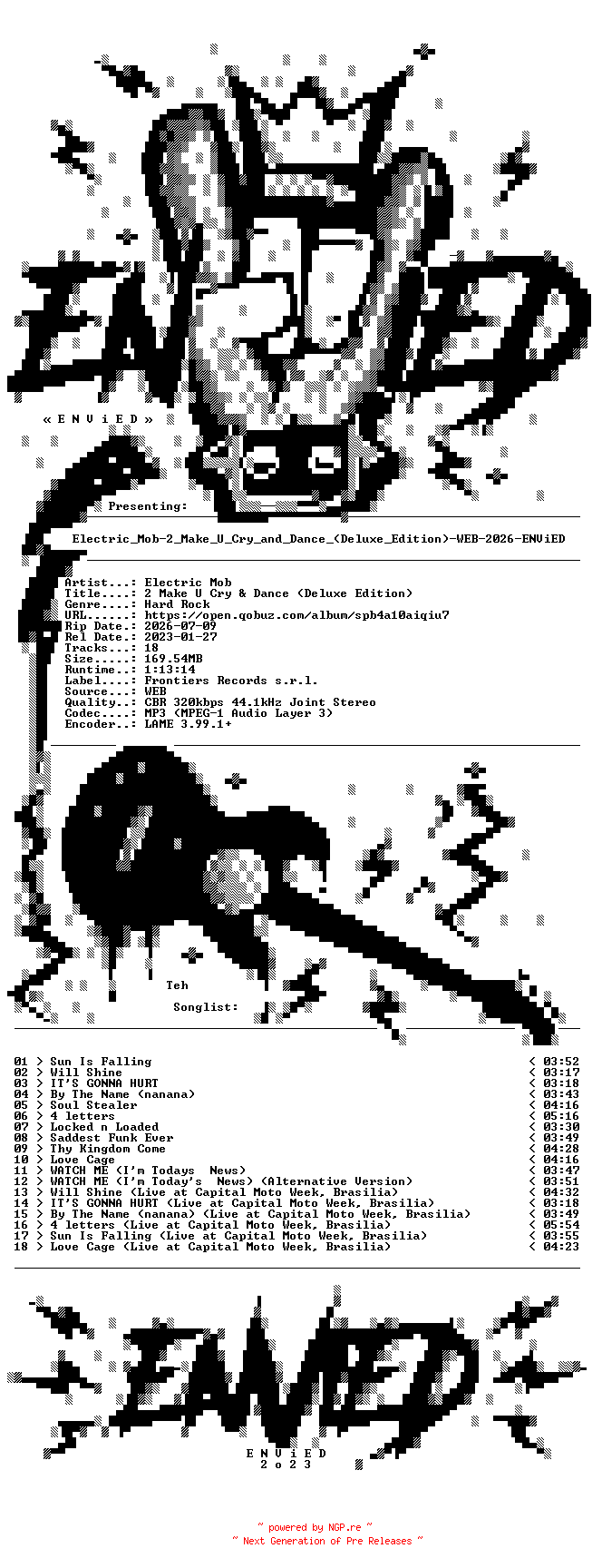 NFO for the release Electric_Mob-2_Make_U_Cry_and_Dance_(Deluxe_Edition)-WEB-2026-ENViED by ENViED