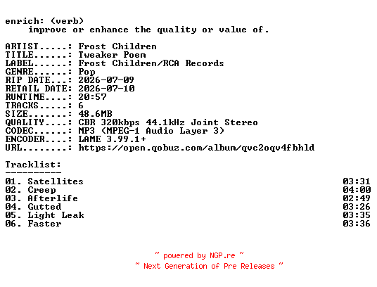 NFO for the release Frost_Children-Tweaker_Poem-EP-WEB-2026-ENRiCH by ENRiCH