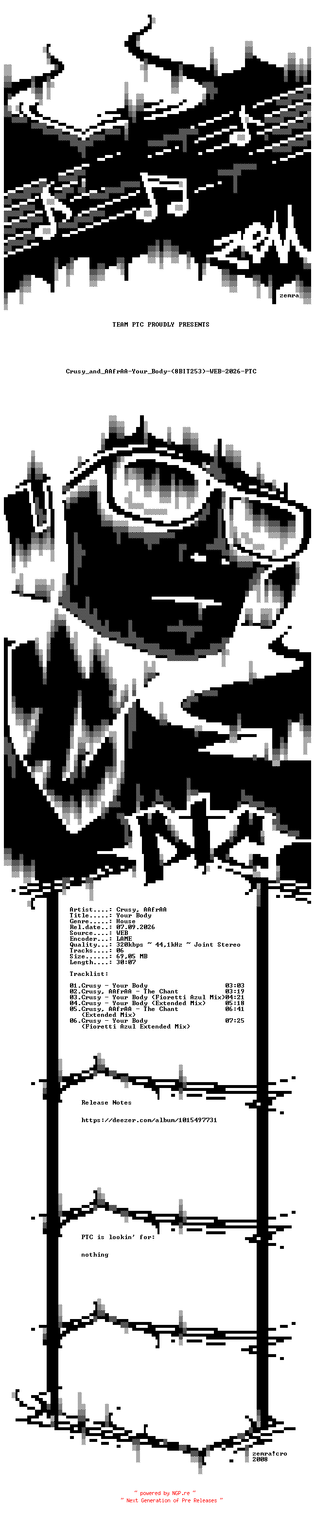 NFO for the release Crusy_and_AAfrAA-Your_Body-(8BIT253)-WEB-2026-PTC by PTC