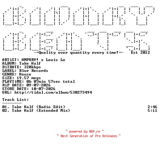 NFO for the release HMPHRY_x_Louis_Lo-Take_Half-(BLUR378)-WEB-2026-BB by BB