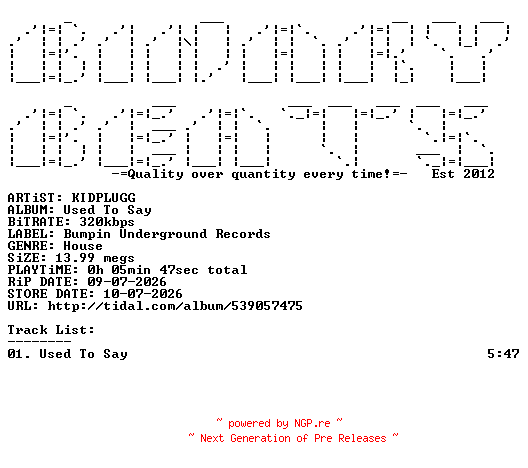 NFO for the release KIDPLUGG-Used_To_Say-(BU287)-SINGLE-WEB-2026-BB by BB