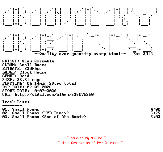 NFO for the release Slow_Assembly-Small_Rooms-(CLK007)-WEB-2026-BB by BB
