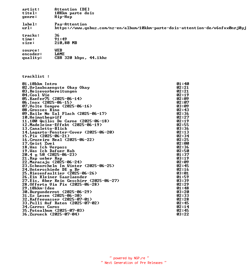 NFO for the release Attention_(DE)_-_10kkm_Parte_Dois-WEB-DE-2026-BITCOINS by BITCOINS