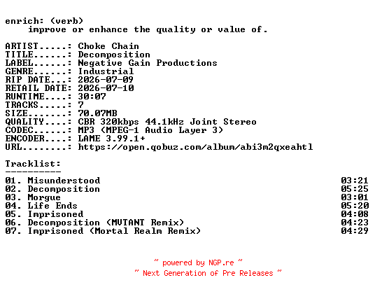 NFO for the release Choke_Chain-Decomposition-EP-WEB-2026-ENRiCH by ENRiCH