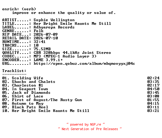 NFO for the release Sophie_Wellington-Her_Bright_Smile_Haunts_Me_Still-WEB-2026-ENRiCH by ENRiCH