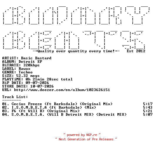 NFO for the release Basic_Bastard-Detroit_EP-(RX15)-WEB-2026-BB by BB