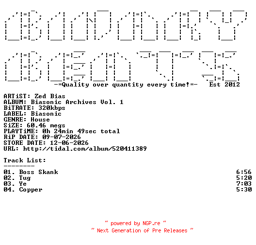NFO for the release Zed_Bias-Biasonic_Archives_Vol._1-(BIASNC002)-WEB-2026-BB by BB