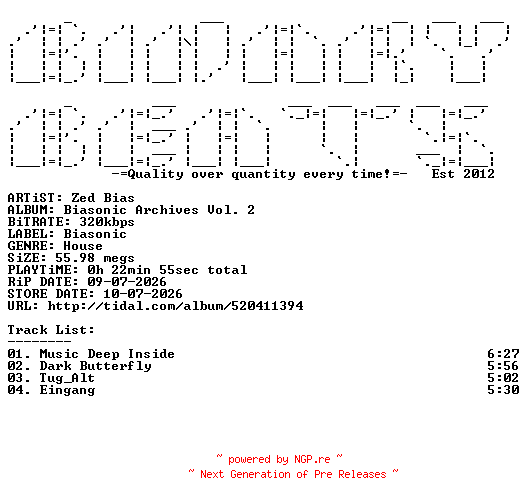NFO for the release Zed_Bias-Biasonic_Archives_Vol._2-(BIASNC003)-WEB-2026-BB by BB