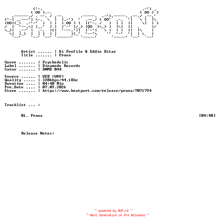 NFO for the release Hi_Profile_And_Eddie_Bitar-Prana-(DNMD_044)-SINGLE-WEB-2026-FALCON by FALCON
