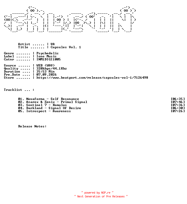 NFO for the release VA-Capsules_Vol._1-(INM1DIGI1005)-WEB-2026-FALCON by FALCON