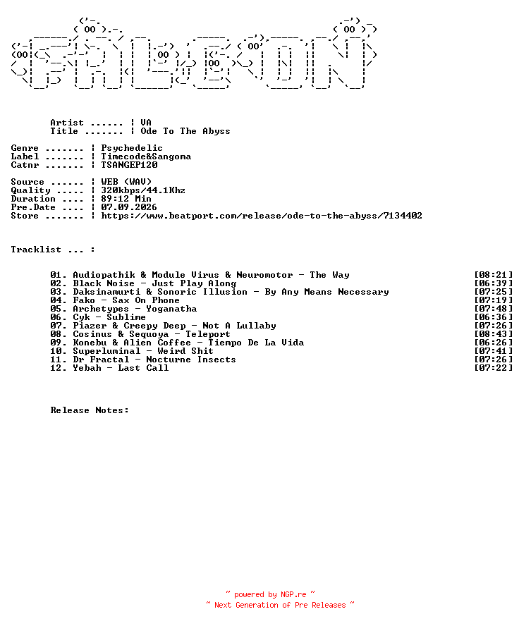 NFO for the release VA-Ode_To_The_Abyss-(TSANGEP120)-WEB-2026-FALCON by FALCON