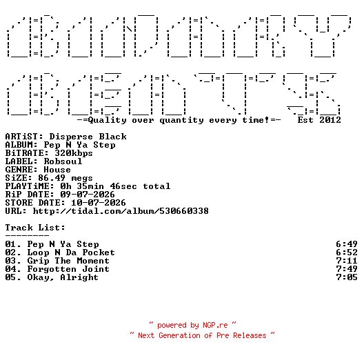 NFO for the release Disperse_Black-Pep_N_Ya_Step-(RB375)-WEB-2026-BB by BB