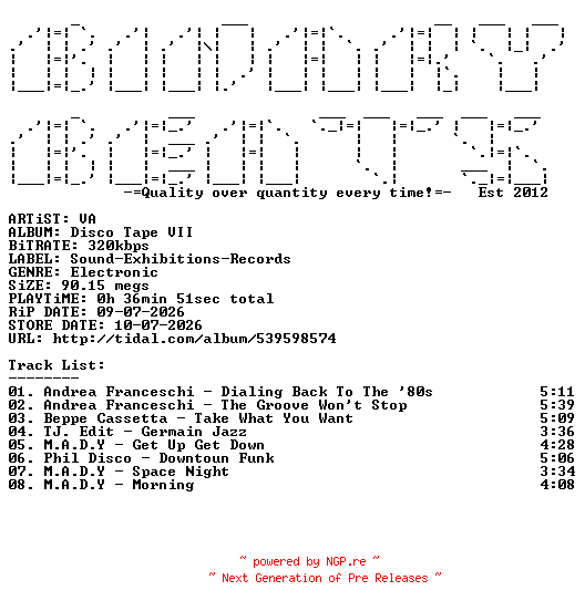 NFO for the release VA-Disco_Tape_VII-(SE64VL)-WEB-2026-BB by BB