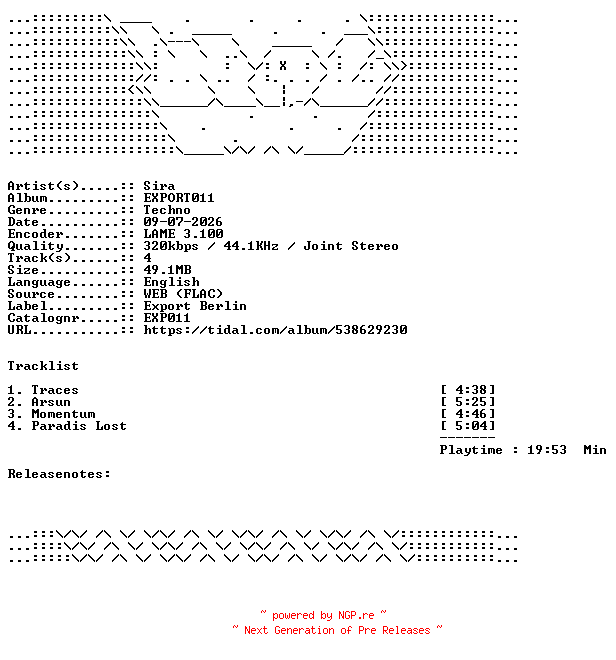 NFO for the release Sira-EXPORT011-EXP011-WEB-2026-WAV by WAV