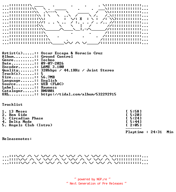 NFO for the release Oscar_Escapa_And_Horacio_Cruz-Ground_Control-RNV001-WEB-2026-WAV by WAV