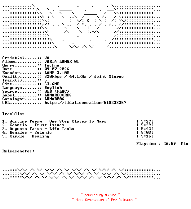 NFO for the release VA-VARIA_LUNAR_01-LUNAR006-WEB-2026-WAV by WAV