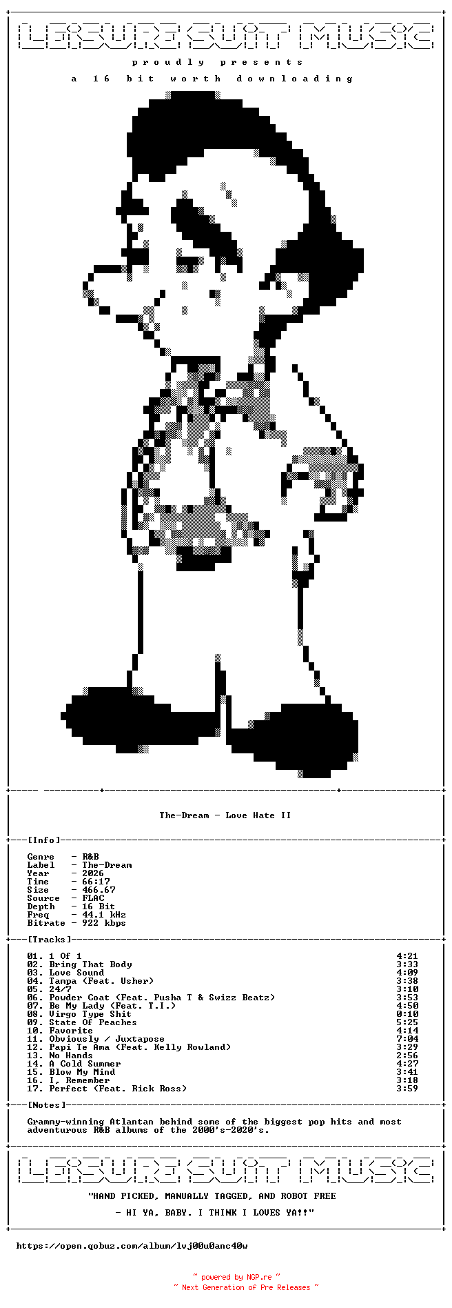 NFO for the release The-Dream-Love_Hate_II-16BIT-WEB-FLAC-2026-LSM by LSM