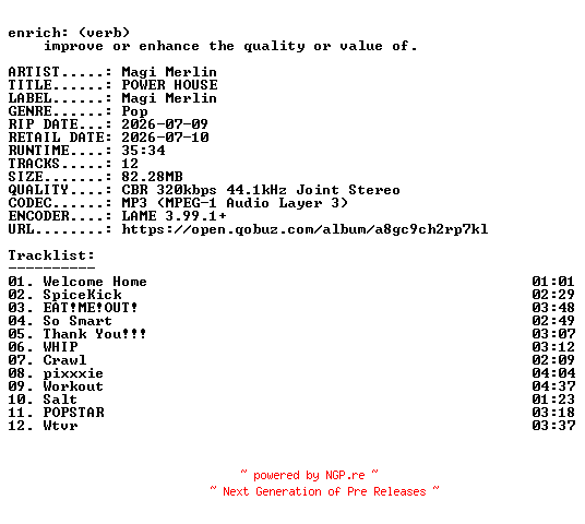 NFO for the release Magi_Merlin-POWER_HOUSE-WEB-2026-ENRiCH by ENRiCH