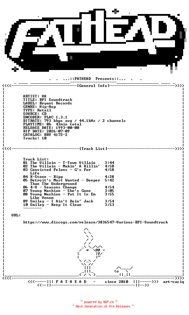 NFO for the release VA-BPI_Soundtrack-CD-FLAC-1993-FATHEAD by FATHEAD