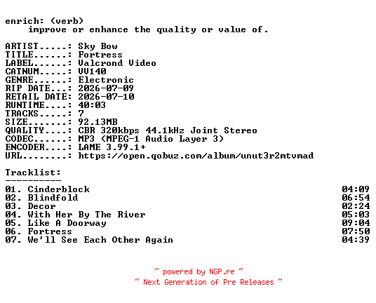 NFO for the release Sky_Bow-Fortress-(VV140)-WEB-2026-ENRiCH by ENRiCH