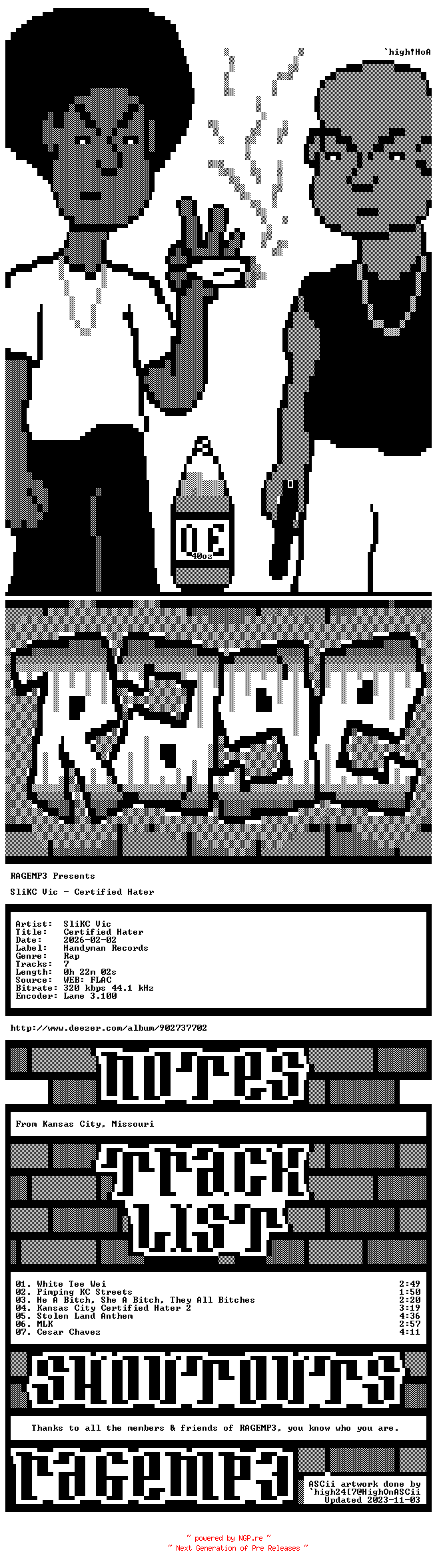 NFO for the release SliKC_Vic-Certified_Hater-WEB-2026-RAGEMP3 by RAGEMP3