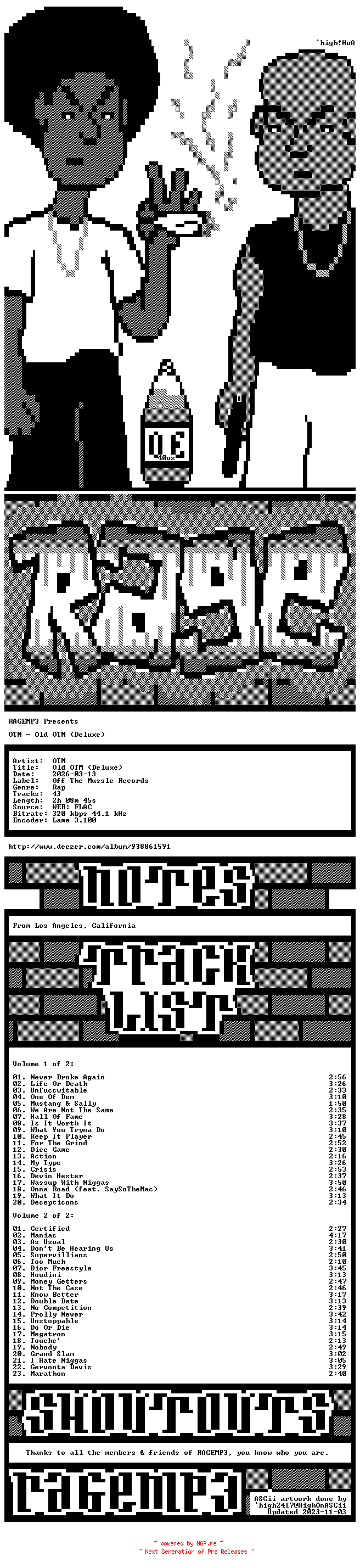 NFO for the release OTM-Old_OTM_(Deluxe)-DOUBLE_ALBUM-WEB-2026-RAGEMP3 by RAGEMP3