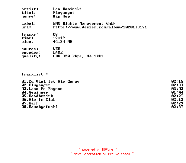 NFO for the release Leo_Kaminski_-_Flugangst-WEB-2026-BITCOINS by BITCOINS