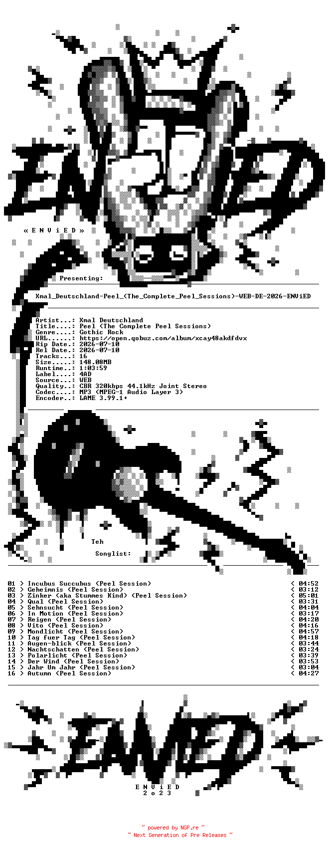 NFO for the release Xmal_Deutschland-Peel_(The_Complete_Peel_Sessions)-WEB-DE-2026-ENViED by ENViED