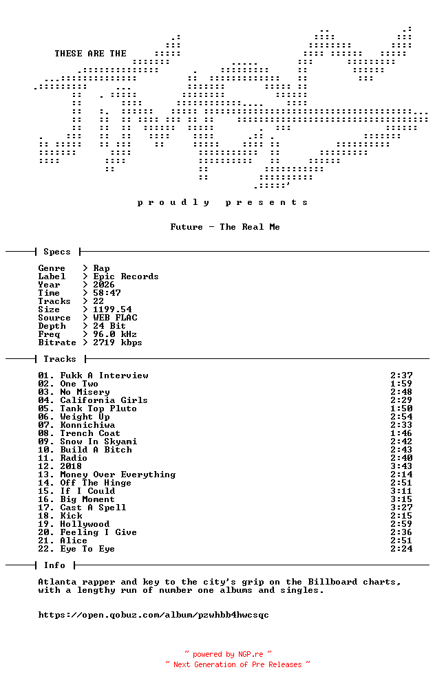 NFO for the release Future-The_Real_Me-24BIT-96KHZ-WEB-FLAC-2026-TiMES by TiMES