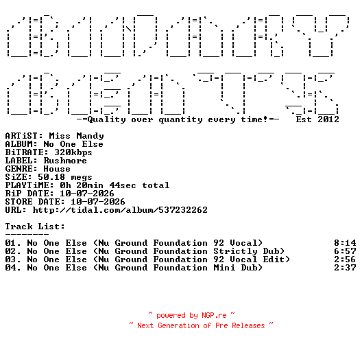 NFO for the release Miss_Mandy-No_One_Else-(RSH319)-WEB-2026-BB by BB