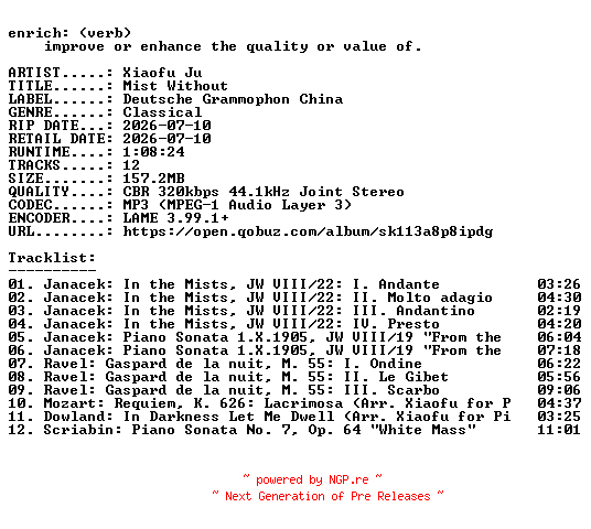 NFO for the release Xiaofu_Ju-Mist_Without-WEB-2026-ENRiCH by ENRiCH