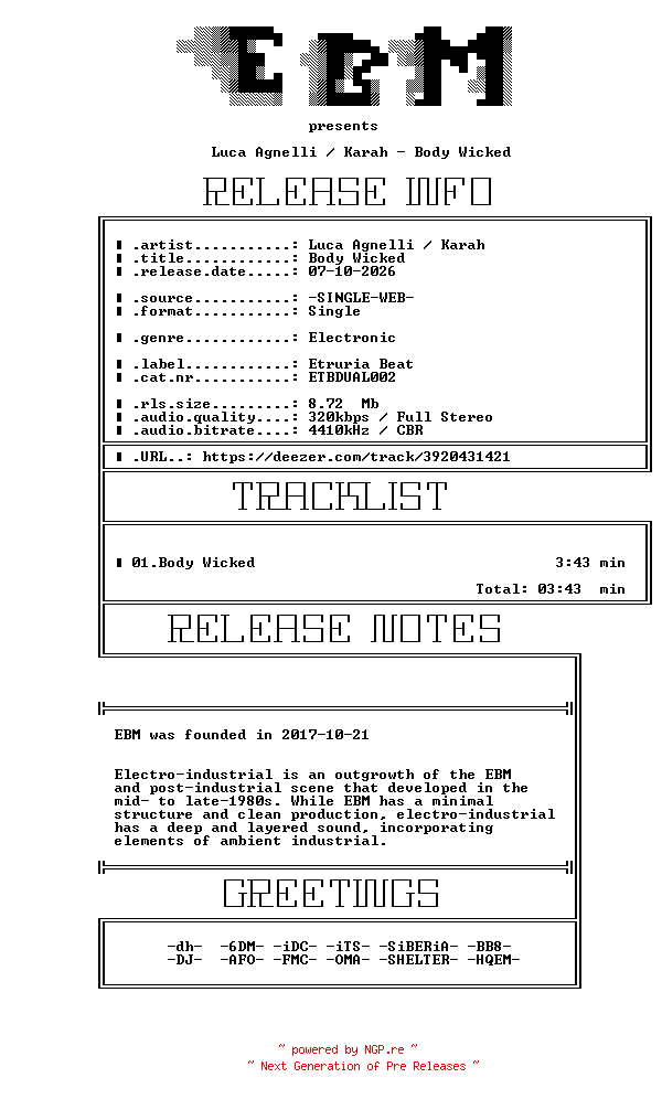 NFO for the release Luca_Agnelli_-_Karah-Body_Wicked-(ETBDUAL002)-SINGLE-WEB-2026-EBM by EBM
