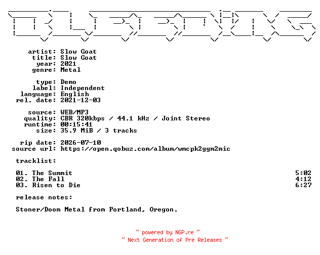 NFO for the release Slow_Goat-Slow_Goat-Demo-WEB-2021-BLEEDiNG by BLEEDiNG