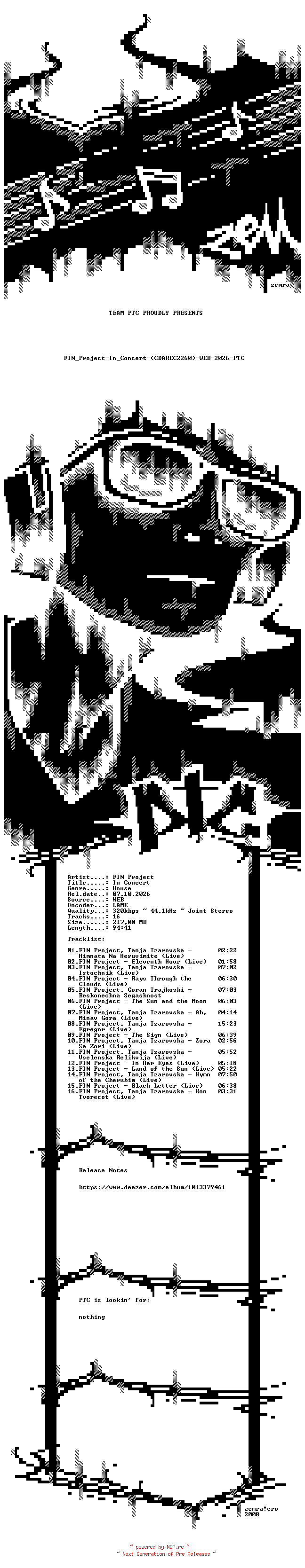 NFO for the release FIN_Project-In_Concert-(CDAREC2260)-WEB-2026-PTC by PTC