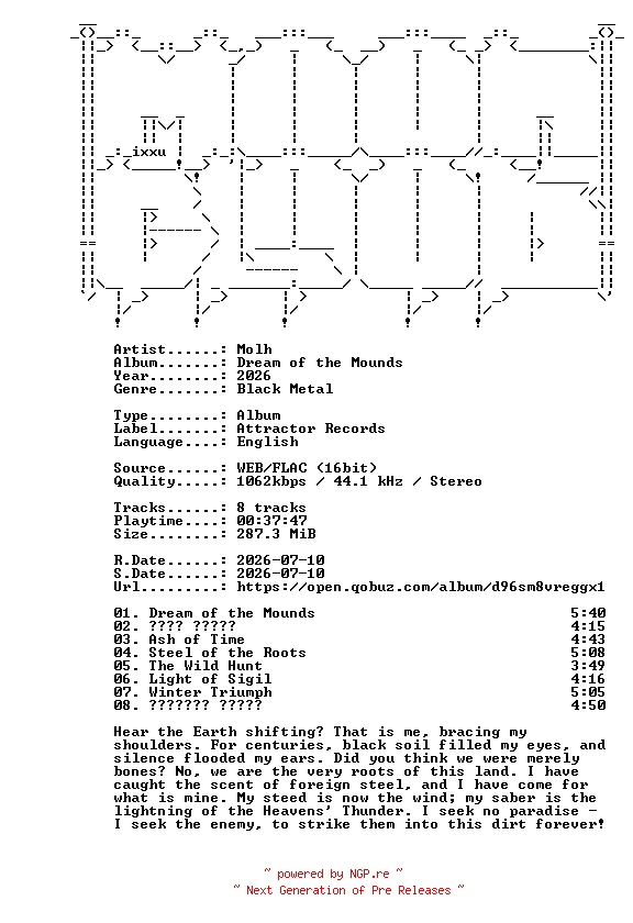 NFO for the release Molh-Dream_of_the_Mounds-16BIT-WEB-FLAC-2026-MOONBLOOD by MOONBLOOD