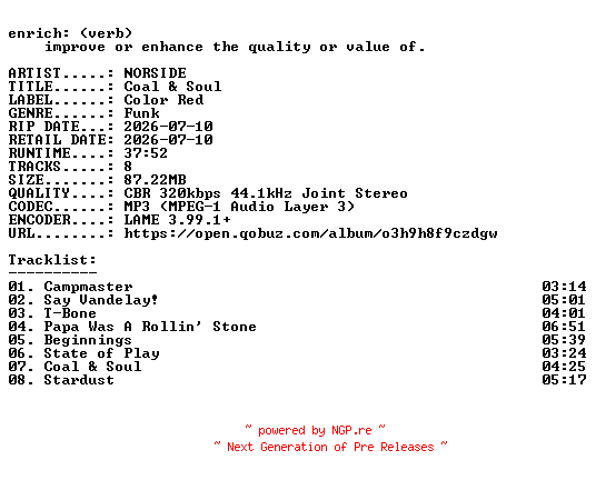 NFO for the release NORSIDE-Coal_and_Soul-WEB-2026-ENRiCH by ENRiCH