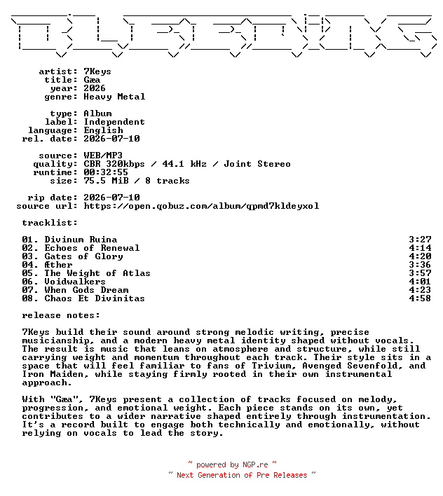 NFO for the release 7Keys-Gaea-WEB-2026-BLEEDiNG by BLEEDiNG