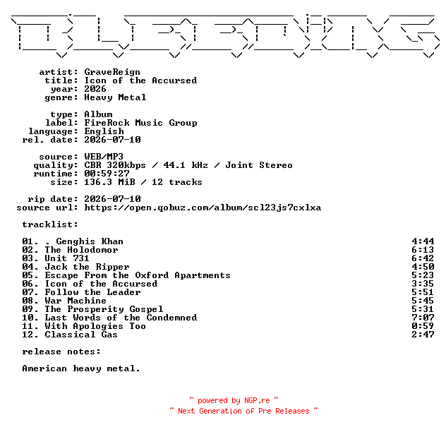NFO for the release GraveReign-Icon_of_the_Accursed-WEB-2026-BLEEDiNG by BLEEDiNG
