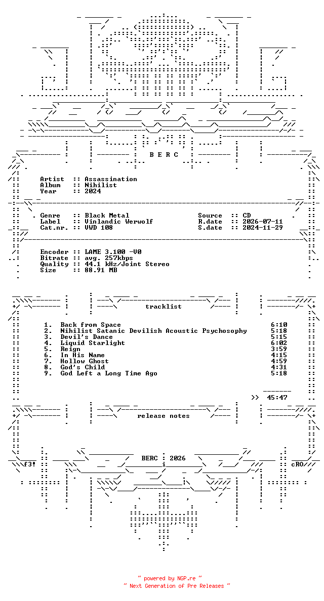 NFO for the release Assassination-Nihilist-2024-BERC by BERC