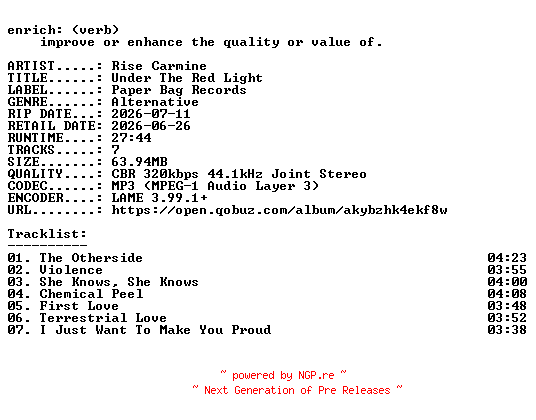 NFO for the release Rise_Carmine-Under_The_Red_Light-WEB-2026-ENRiCH by ENRiCH