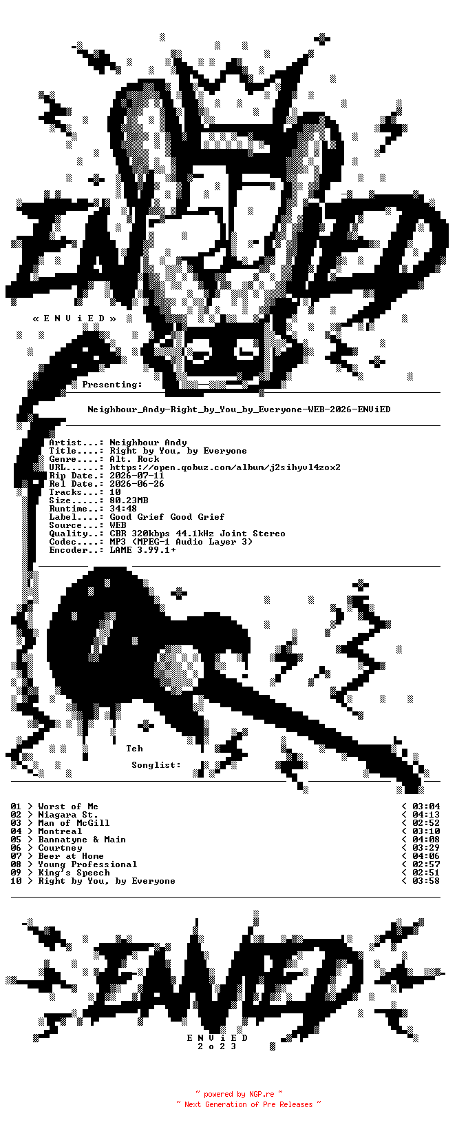 NFO for the release Neighbour_Andy-Right_by_You_by_Everyone-WEB-2026-ENViED by ENViED